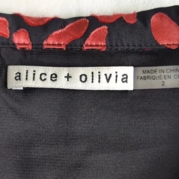 Alice + Olivia Silk Blend Wrap Dress Striped Animal Print size 2 - Picture 7 of 7